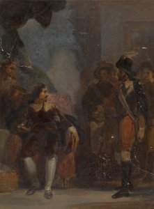 Siedzący mężczyzna rozmawiający ze stojącym żołnierzem autorstwa Robert Smirke