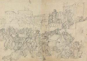 Szkic przedstawiający Gotów wkraczających do Rzymu, z dramatu Szekspira Tytus Andronikus autorstwa Robert Smirke