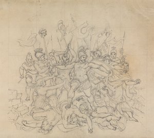 Esboço de uma cena de batalha, da peça de Shakespeare, Titus Andronicus Polish autorstwa Robert Smirke