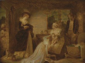 Siedem wieków człowieka: niemowlę (z aktu II, scena VII „Jak ci się podoba” Williama Szekspira) c.1798-1801 (pióro, atrament i olej na panelu)