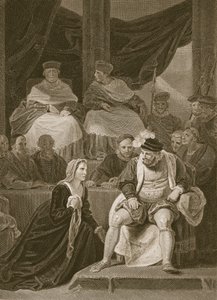 Trial of the Marriage of Henry VIII, grawerowane przez T. Hollowaya, ilustracja z „Historii Anglii” Davida Hume