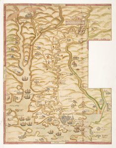 Kolorowa mapa portu w Plymouth i kraju aż do Tavistocku; narysowany prawdopodobnie przez Roberta Spry autorstwa Robert Spry
