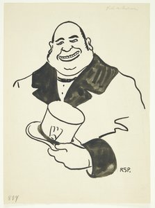 Portret mężczyzny z wysokim kapeluszem w jednej ręce