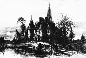 Dom Usherów, ilustracja z „Dzieła Edgara Allana Poe”, 1884