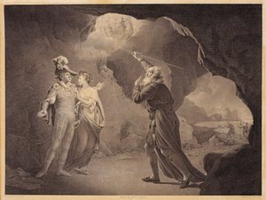 Prospero, Ferdynand i Miranda. Z „Burza” Williama Szekspira, akt 4, scena 1
