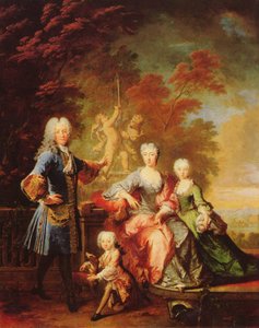 Niemcy: Portret Ferdynanda Adolfa, hrabiego von Plettenberg z rodziną Portret hrabiego Ferdynanda von Plettenberg z rodziną autorstwa Robert Tournieres
