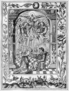 Thomas Norton przedstawiający swój Ordinall Edwardowi IV z Theatrum Chemicum Britannicum, 1652 r.