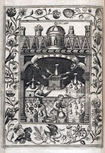 Dwóch Alchemików wytwarzających mikstury autorstwa Robert Vaughn