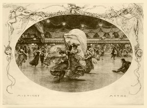 Ćmy o północy (akwaforta) autorstwa Robert Walker Macbeth