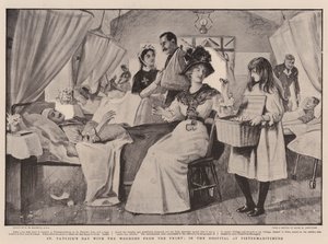 Dzień św. Patryka z rannymi z frontu w szpitalu w Pietermaritzburgu autorstwa Robert Walker Macbeth