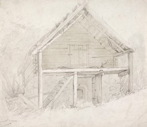 Koniec krytego strzechą i wyłożonego kamieniem dormitorium autorstwa Robert Wilhelm Ekman
