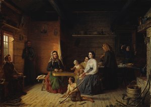 Gra na kantele w chłopskiej chacie , 1868.