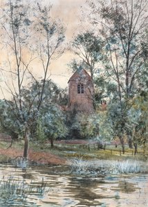 Kościół nad stawem autorstwa Robert Winchester Fraser