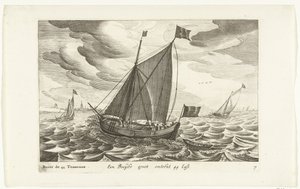 Boeiers Een Boeijer groot około 44 Last / Boïer de 44 Tonneaux (tytuł na obiekcie) Hollandse scheepstypen, 1627 (tytuł serii) Różne statki Don ton se sert dans les Unies Prowincje / Ikony różnych holenderskich statków, które są używane głównie na wodach