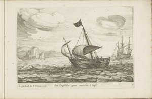 Dogger z psiego buta Een Dogh-boot groot about 8 Last / Dogh-Boot de 8 Tonneaux (tytuł na obiekcie) Różnorodne statki nie znajdują się na se sert dans les Provinces Unies / Ikony różnych holenderskich statków, które pływają głównie na wodach wewnętrznych r