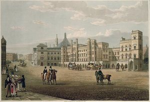 Widok na Izbę Lordów i Gmin, od strony Starego Pałacu, wyd. 1821 przez Colnaghi und Co. (akwatinta)