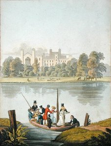Eton College i Prom nad Tamizą, z „Naturama, czyli nieskończona transpozycja poglądów natury na Tamizę”, ok. 1825 (akwatinta ręcznie kolorowana)