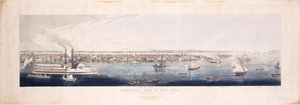 Panoramiczny widok Nowego Jorku, wzięty z rzeki [Hudson], 1844 (akwaforta i akwatinta ręcznie kolorowana, piąty stan)