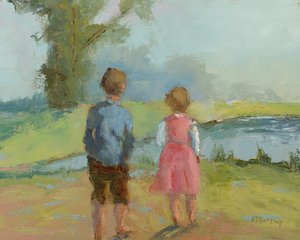 Children Send Upon The Wind, 2023 (olej na papierze) autorstwa Roberta Murray
