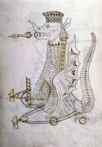 Sztuka wojny: nauka maszyn wojskowych. „Arabica machina”, arabska maszyna do oblegania miasta, ilustracja z „De re Militari” inżyniera Roberto Valturio (1413-1483?) autorstwa Roberto Valturio