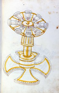 Sztuka wojny: nauka maszyn wojskowych. obrotowe działo, ilustracja z „De re Militari” inżyniera Roberto Valturio (1405-1483?) autorstwa Roberto Valturio