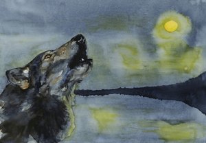 Wilk wyjący do księżyca autorstwa RodMacIver