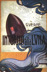 Okładka. chory. Intorno alla luna (Z Ziemi na Księżyc) autorstwa Julesa Verne autorstwa Rodolfo Paoletti