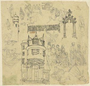 Architektura i figury autorstwa Rodolphe Bresdin