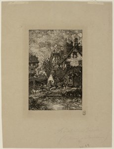 Wejście do wioski, z Revue Fantaisiste autorstwa Rodolphe Bresdin