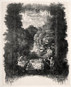 Pierwszy frontyspis do Bajek i bajek Thierry-Faletans autorstwa Rodolphe Bresdin