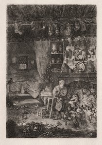 Flamandzkie wnętrze, 1856-66. autorstwa Rodolphe Bresdin