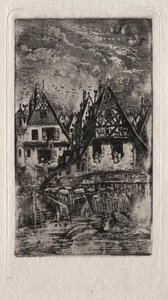 Targowisko z Parasolami autorstwa Rodolphe Bresdin