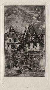 Targowisko z Parasolami, 1866. autorstwa Rodolphe Bresdin