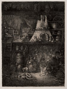Wnętrze chłopskie w Haute-Garonne autorstwa Rodolphe Bresdin