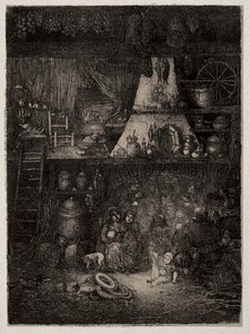 Wnętrze chłopskie w Haute-Garonne, 1858. autorstwa Rodolphe Bresdin