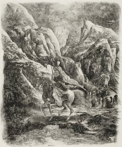 Jeździec w górach autorstwa Rodolphe Bresdin