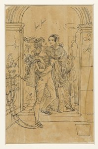 Romeo i Julia w strojach z XV wieku autorstwa Rodolphe Bresdin