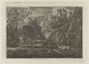 Ruiter en dood in het landschap Rycerz i Śmierć Stara legenda autorstwa Rodolphe Bresdin