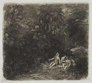 Kąpiący się pod palmami autorstwa Rodolphe Bresdin