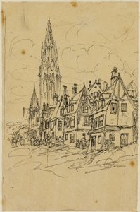 Dzwonnica flamandzka autorstwa Rodolphe Bresdin