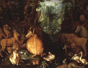 Zwierzęta i ptaki w krajobrazie leśnym autorstwa Roelandt Jacobsz. Savery