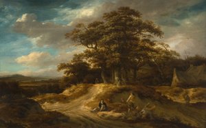 Podróżnicy na skraju wioski, 1680. autorstwa Roelof Van Vries
