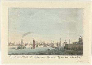 Widok na port w Amsterdamie Vue de la Rhade d