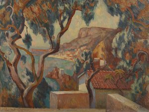 Widok na Lazurowe Wybrzeże, Menton, 1916 autorstwa Roger Eliot Fry