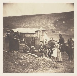 Obóz 4. Pułku Gwardii Dragonów, towarzyskie przyjęcie, Francuzi i Anglicy autorstwa Roger Fenton