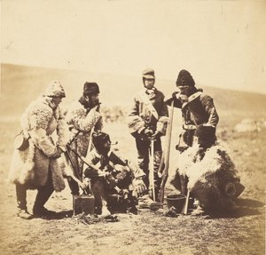 Kpt. Pechell i ludzie z 77. pułku - strój zimowy. autorstwa Roger Fenton