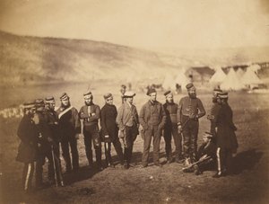 Major Burton i oficerowie 5. Pułku Gwardii Dragonów autorstwa Roger Fenton