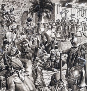 Walczący rolnik, z "Masters of Rome" (gwasz na papierze) autorstwa Roger Payne