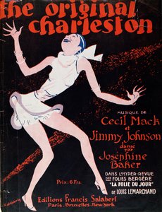 Josephine Baker (1906-75) tańcząca Charleston, plakat reklamujący pokaz w Folies Bergere autorstwa Roger de Valerio