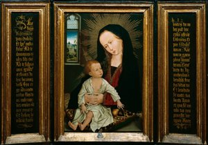 Salve Regina (Salve, O Królowo, modlitwa katolicka), przedstawienie Matki Boskiej z Dzieciątkiem trzymającym gruszkę (olej na drewnie) autorstwa Rogier van der Weyden